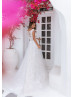 Beaded V Neck Ivory Lace Tulle Sparkle Wedding Dress